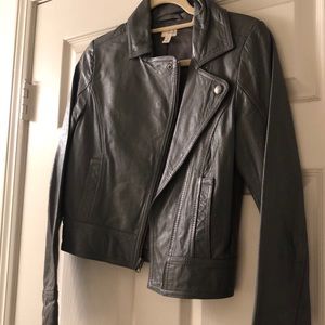100% leather grey moto jacket
